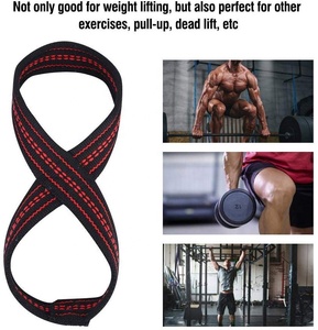 Custom logo elastic adjustable power gym workout lifting wrist straps for training exercise support - Product Image 4