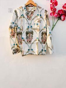 Women Cotton Pajama Set Pink Floral Print Summer Wear Night Suit Soft Breathable Button <b>Down</b> Sleepwear Loungewear Set - Product Image 2