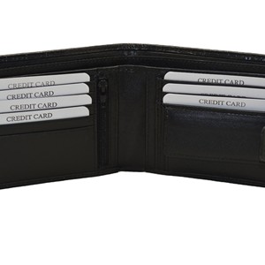 <b>Men's</b> Genuine Leather Bifold <b>Wallet</b> Minimalist Multi-Card Holder Short Fold Closure <b>Black</b> - Product Image 2