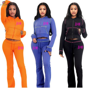 Conjunto Deportivo Casual de Invierno para Mujer, Diseño Elegante con Textura Waffle, Dos Piezas, con Cierre, Ropa Deportiva Suave - Product Image 1