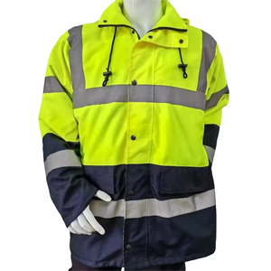 เสื้อกันหนาวนิรภัยแบบมีฮู้ด ปรับได้ มาตรฐาน ANSI Class 3 พร้อมไฟ LED แสดงสถานะ มองเห็นได้ชัดเจน กันน้ำ มีซิปปิด  โลโก้สั่งทำได้ - Product Image 1