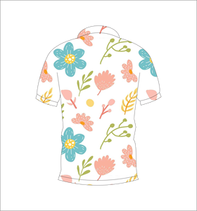 <b>Orange</b> Blue Pink Floral <b>Polo</b> Shirt Colorful Flower Print Short Sleeve Summer Casual Front Back View - Product Image 3