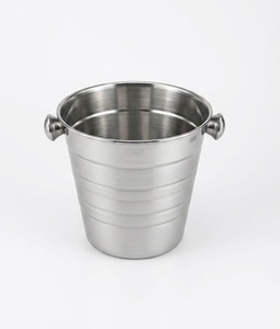 Seau à glace en acier inoxydable pour le refroidissement du vin et de la bière lors de fêtes, design minimaliste rond - Product Image 1