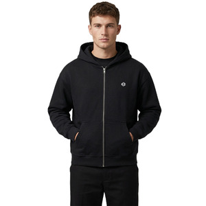 Bulk Production Cotton <b>Fleece</b> Men’s Hoodies Hoodie for Men Zip Up Regular Fit <b>Black</b> Hoodie Custom Branding Apparel Manufacturer - Product Image 1
