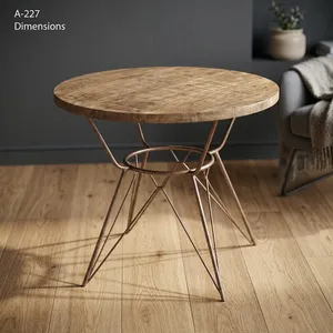 Modern Round <b>Coffee</b> <b>Table</b> <b>Wood</b> Top Metal Frame Midcentury Living Room Furniture Handmade Design - Product Image 3