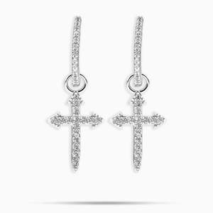 925 Sterling <b>Silver</b> Cross Hoop <b>Earrings</b> <b>Dangle</b> Cross Huggie Hoop <b>Earrings</b> for Men Women - Product Image 1