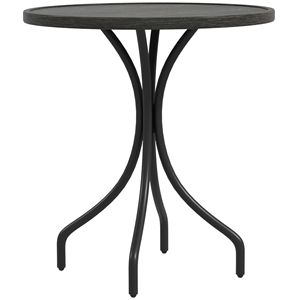 Rustic Garden Accent Distressed Gray <b>Round</b> Steel Slat-Top <b>Side</b> <b>Table</b> for Outdoor Oasis - Product Image 1