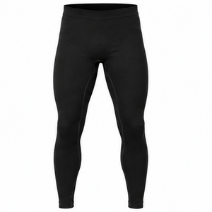 Pantalon de compression sans couture noir pour hommes adultes, respirant, anti-transpiration, extensible dans quatre directions, en spandex et polyester, vêtements de performance - Product Image 5