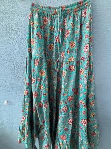 Embrace effortless bohemian charm with this teal <b>floral</b> tiered <b>long</b> <b>skirt</b> Crafted from soft breathable fabric - Product Image 6