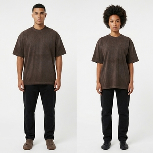 T-shirt surdimensionné en coton épais 275 g/m² OEM, design personnalisé, pour homme, coupe ample, déchiré, court, vintage, délavé à l'acide, effet usé - Product Image 6