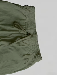 <b>Men's</b> Olive Green Wide Leg Pants <b>Elastic</b> <b>Waist</b> Drawstring Casual Loose Breathable Lightweight Summer <b>Trousers</b> - Product Image 4