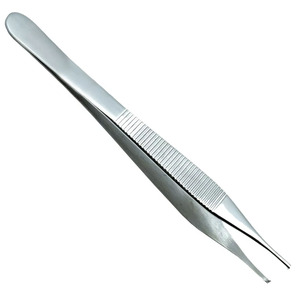 Pinzas para tejidos Adson 1x2 dientes, 4.75–5 pulgadas, acero inoxidable alemán, instrumento quirúrgico con agarre horizontal dentado, certificado CE - Product Image 3