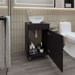 FM FURNITURE Mobile Bagno Integrato Loli con Lavabo e Rubinetto Colore Wengue - Product Image 2