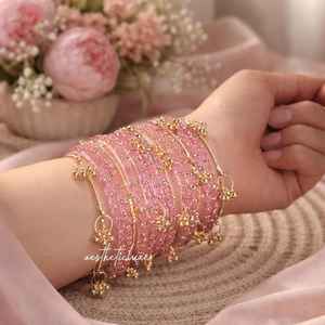 Customized Fabric Glass Kashmiri Chudiyan <b>Sets</b> Elegant Style Latest Festive Eid & Party Wear <b>Bangle</b> Churian For Girls - Product Image 4