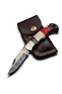 Couteau pliant personnalisé en acier Damas avec verrouillage arrière, manche exotique, haute qualité, pour activités de plein air, EDC, camping, chasse, tactique – Fournisseur OEM ODM - Product Image 6