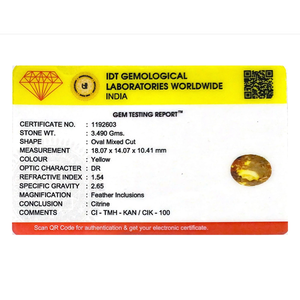 Natural Cat's Eye Citrine Loose Gemstone 17.45 Carat 4mm Excellent Diamond Cut Certified Wholesale - Product Image 4