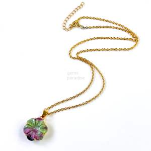 Colgante de Flor de Rubí Zoisita AAA, Collar de Flor de Cristal para Mujer, Colgante de Gema de Rubí Zoisita Tallado a Mano, Venta al por Mayor a Granel - Product Image 2