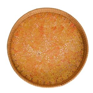 Plateau en laque coquille d'oeuf avec bord en rotin Panier à fruits Fait à la main Cuisine Snack Panier de rangement Ustensiles de cuisine Made in Vietnam - Product Image 1