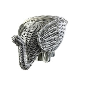 Cesta de Almacenamiento de Ratán Gris Tejida a Mano, Ecológica, para Interiores y Exteriores, Maceta para Flores, Suculentas, Juguetes para Niños - Product Image 4