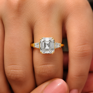 2 Carat Asscher Cut Lab Grown Diamond Engagement <b>Ring</b> with Tapered Baguette Side Stones | IGI Certified CVD Diamond <b>Ring</b> in 14K - Product Image 2
