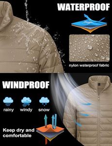 Men's Lightweight <b>Packable</b> Coat Waterproof Winter Hooded <b>Jacket</b> 100% Filling Polyester/Cotton 200g-250g Casual Storage Pouch - Product Image 4