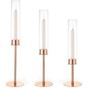 Juego de 3 Portavelas Cónicos Dorados Mate, Candelabros de Metal Fundido, Decoración Nórdica para Mesa de Comedor y Bodas - Product Image 4