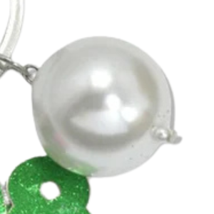 Ensemble de porte-clés AKA en argent avec fleur rose perlée et breloque verte 1908 Alpha Kappa Alpha, breloque de sac à main, cadeau rose et vert - Product Image 2