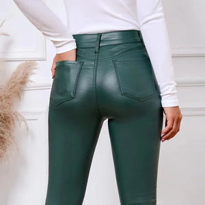Bulk Quantity Ladies Casual Wear Leather Pants for Whole Sale Price High Quality Trendy Style Women's 100% Genuine Leather Pants - Product Image 3