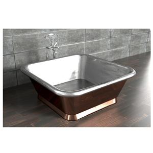Baignoire autoportante rectangulaire de luxe élégante en cuivre, finition intérieure nickelée, artisanale, durable, en cuivre massif, pour hôtel/villa. - Product Image 2