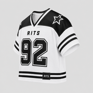 Camiseta de Fútbol Americano RITS con Cuello Mao, Tirantes Ajustables, Manga Corta, Malla Transpirable, Unisex para Adultos, 92 Tackle, Blanco Sólido - Product Image 4
