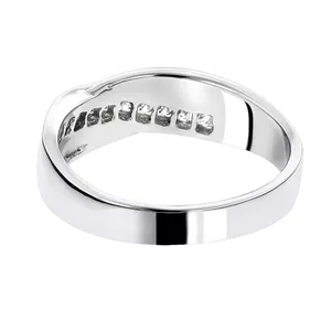 Anillo de Boda de Oro Sólido de 18K con Diamante Cultivado en Laboratorio EtherStar de 0.60ctw, Corte Esmeralda, para Hombre - Product Image 5