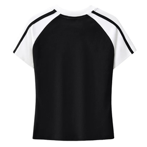 เสื้อยืดคอกลมแขนสั้นคุณภาพสูง 250 กรัม ทรงหลวม ตกไหล่ ลายแถบคู่ 100% ผ้าฝ้าย เหมาะสำหรับวิทยาลัย โรงเรียน ยิม คลับ - Product Image 6