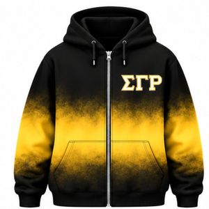 Conjunto Deportivo Casual Personalizado para Mujer, Sudadera con Capucha y Pantalones Jogger Oversize con Estampado Tie Dye en Negro y Dorado de la Hermandad Griega Sigma Gamma Rho - Product Image 6