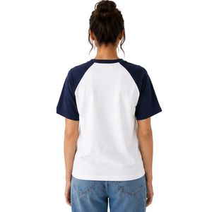 <b>Women</b> <b>White</b> and Navy Raglan T <b>Shirt</b> Cute Bicycle Graphic Print Crew Neck <b>Short</b> <b>Sleeve</b> Cotton Casual Tee Custom OEM ODM Apparel - Product Image 4