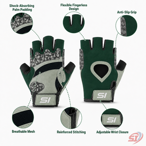 Gants de cyclisme personnalisés demi-doigts respirants avec rembourrage en gel absorbant les chocs et paume antidérapante, marque privée OEM - Product Image 4