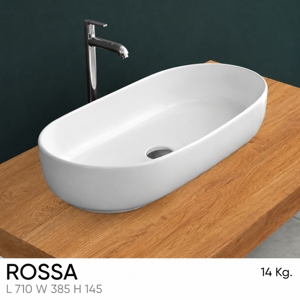 Lavabo Ovalado de Pared Rossa, Diseño Minimalista, Acabado Pulido Brillante, con un Solo Orificio - Product Image 2