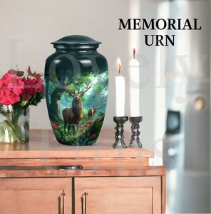 Harmonious deer tribute unique human <b>ashes</b> cremation urn memorial <b>keepsake</b> decorative remembrance tribute vessel - Product Image 3