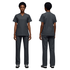 Women's Mock Wrap Scrub Uniform with Needle Detection and Seamless Fusing Polyester/Cotton Woven Fabric for Hospital Use - Product Image 3