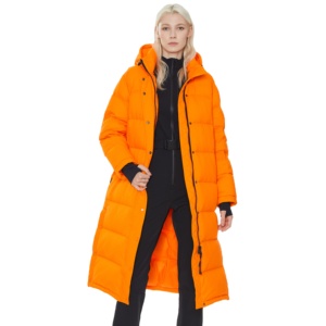 Long Quilted Winter Jacket With Detachable Hood Full Sleeves Zipper Closure Solid Color Thick Warm Coat - Product Image 3