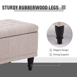 ม้านั่งเก็บของแบบออตโตมันผ้าลินินสีเบจ42 \ "พร้อมฝาปิดนุ่มสำหรับห้องนั่งเล่นห้องนอนเฟอร์นิเจอร์ทางเข้า - Product Image 6