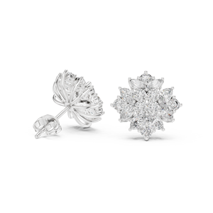 Purecarat oro amarillo Nakshatra diamante flor Stud pendientes joyería elegante para mujer - Product Image 2