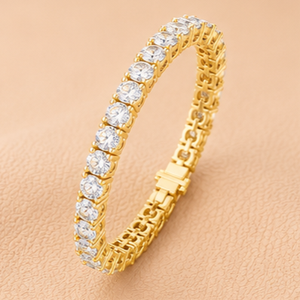 Radiant Crown Diamond Tennis <b>Bracelet</b> Yellow Gold White Gold Rose Gold IGI Certified 14KT Purity Elegant Luxury Jewelry for - Product Image 3