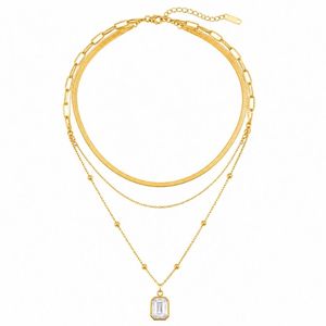 สร้อยคอเหล็กกล้าไร้สนิมแบบหลายชั้น ชุบทอง 18K สำหรับแบรนด์ขายส่ง - Product Image 3