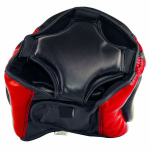 Casque de boxe en cuir PU, casque de protection sportif pour adultes, unisexe, rouge et noir - Product Image 3