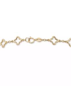 Polished Openwork <b>Clover</b> Link Chain <b>Bracelet</b> in 10k Gold | Macy's - Product Image 4