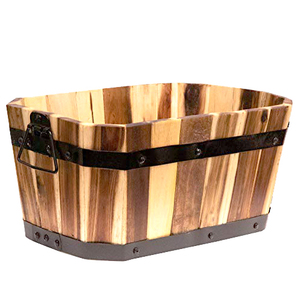 Macetas de Madera Rústicas al por Mayor, Macetas Ovaladas de Madera para Jardín, Macetas Decorativas de Barril de Whisky - Product Image 1