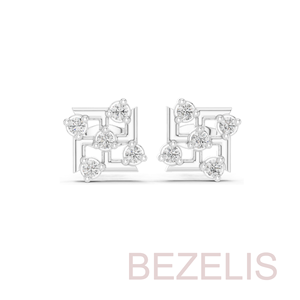 Pendientes de oro rosa con diamantes para mujer, pendientes cuadrados geométricos de corte brillante redondo, joyería fina de moda para mujer - Product Image 3