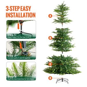 7.5ft Prelit Artificial Christmas <b>Tree</b> Full Holiday Decor with 700 Warm White LED <b>Lights</b> and 1319 Branch Tips for Xmas - Product Image 5