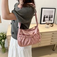 Tas Selempang Wanita Gaya Balet Fashion Original, Bahan Satin Sutera Berkilau, Lipit, Pita, Ukuran Kecil, Lucu, dan Mudah Dibawa