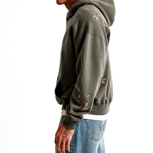 Sweat-shirt à capuche personnalisé de haute qualité pour hommes, en coton et polyester, avec broderie, vente en gros - Product Image 3